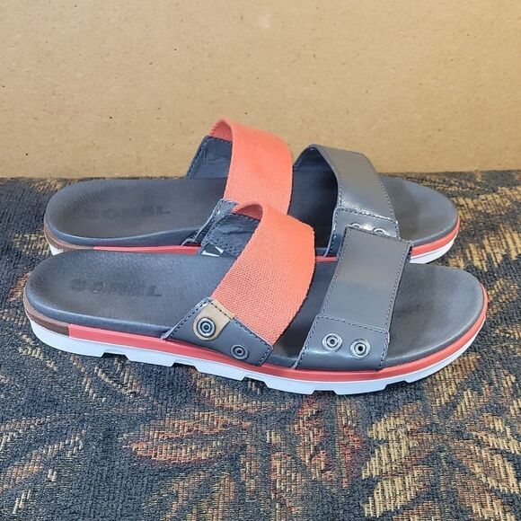Sorel Grey and Coral Torpedo Slides- Size 9.5 - Picture 2 of 10